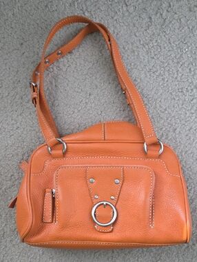 Vintage Talbots Orange Leather Shoulder Bag